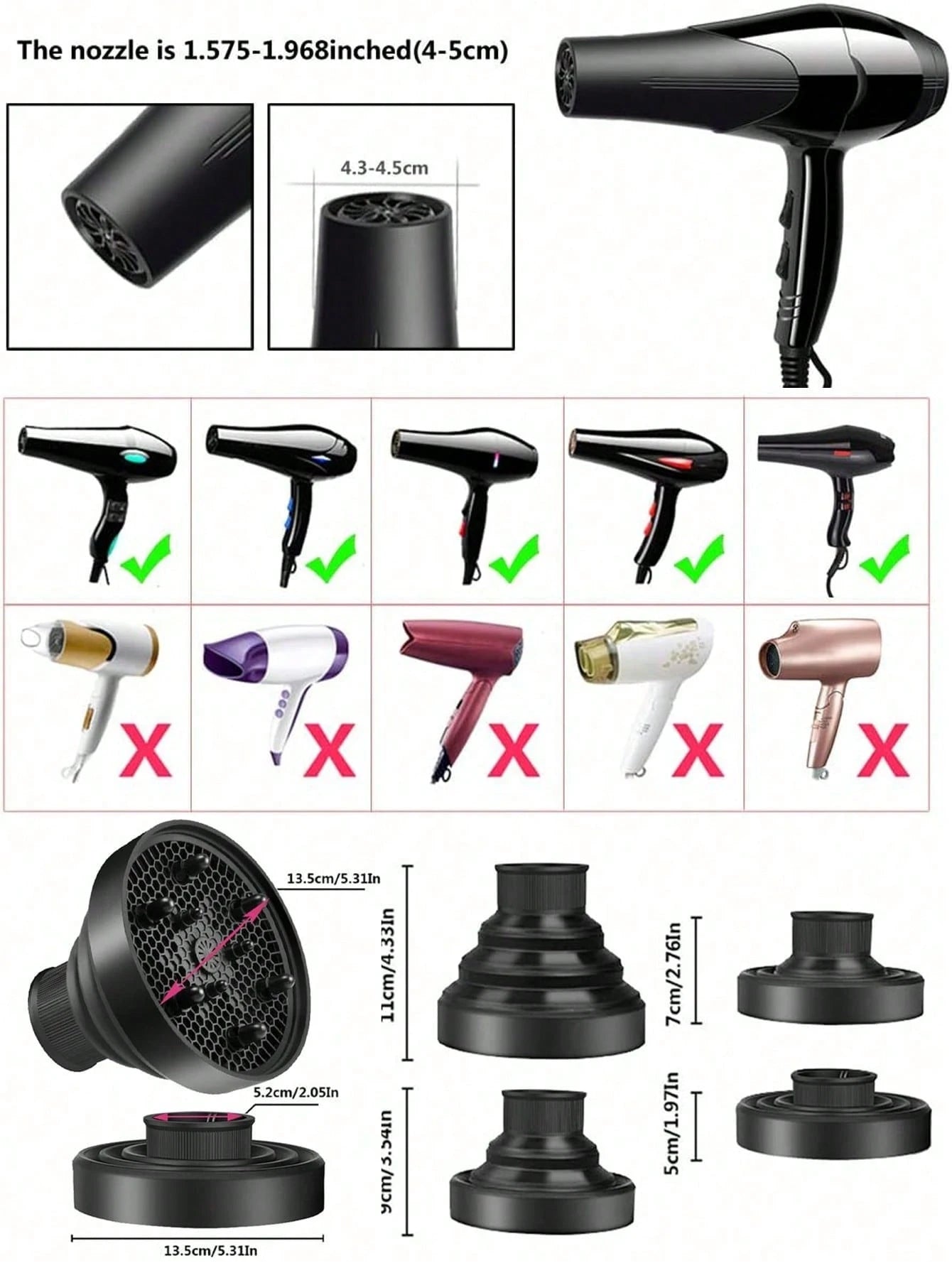 Foldable Hair Dryer Diffuser Attachment, Portable Silicone Diffuser, Suitable For Curly Hair, Ideal For Travel, Salon And Home Use