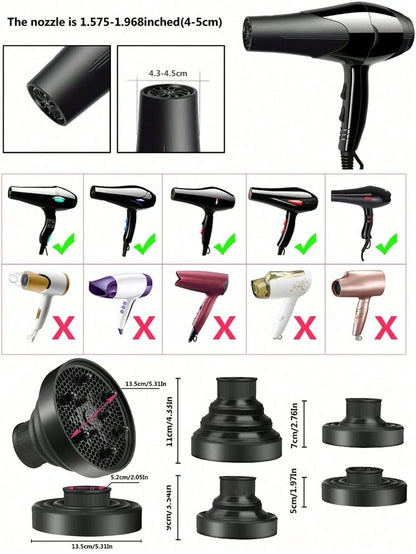 Foldable Hair Dryer Diffuser Attachment, Portable Silicone Diffuser, Suitable For Curly Hair, Ideal For Travel, Salon And Home Use