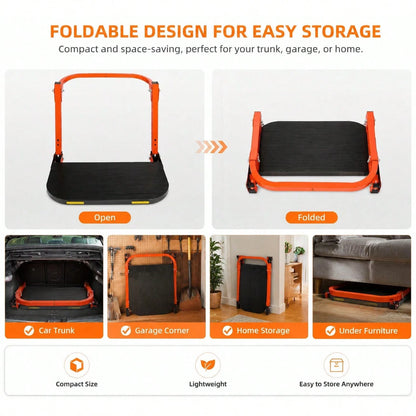 Foldable Tire Step With Anti-Slip Feature- A Key Component For Maintaining Trucks, SUVs, And Trailers- Height Adjustable And Capable Of Supporting Up To 500 Pounds- Portable And Foldable Design, Ti