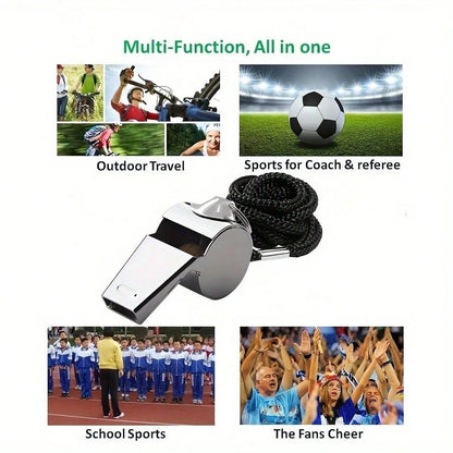 Football Referee And Full Set-Stainless Steel Whistle With Lanyard, PVC Red And Yellow Card Set, Suitable For Sports Officials