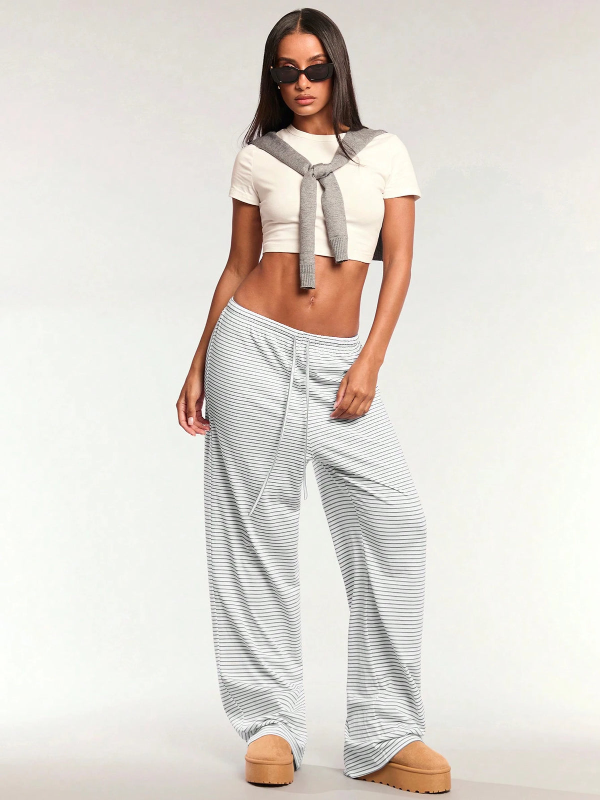 Forever 21 Fall Casual Women's Wide Leg Pants Airport Women Outfits