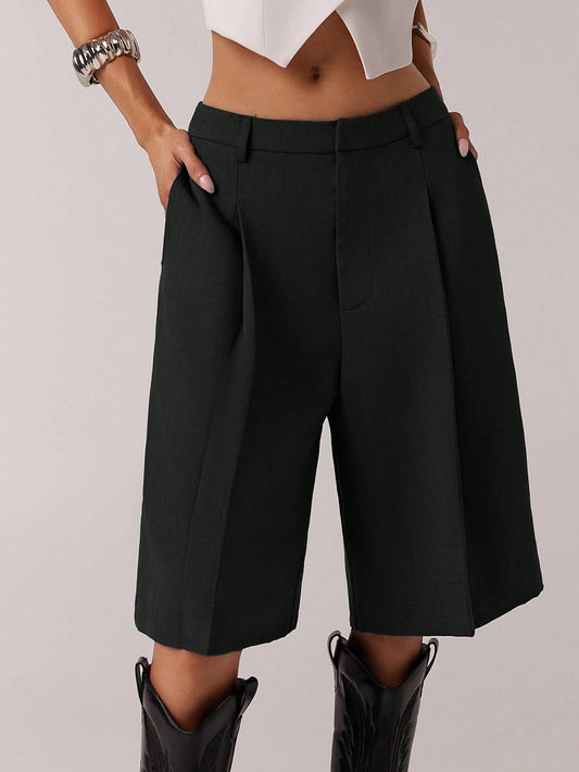 Forever 21 Spring Simple Commuting Gray Bermuda Women Shorts Suit