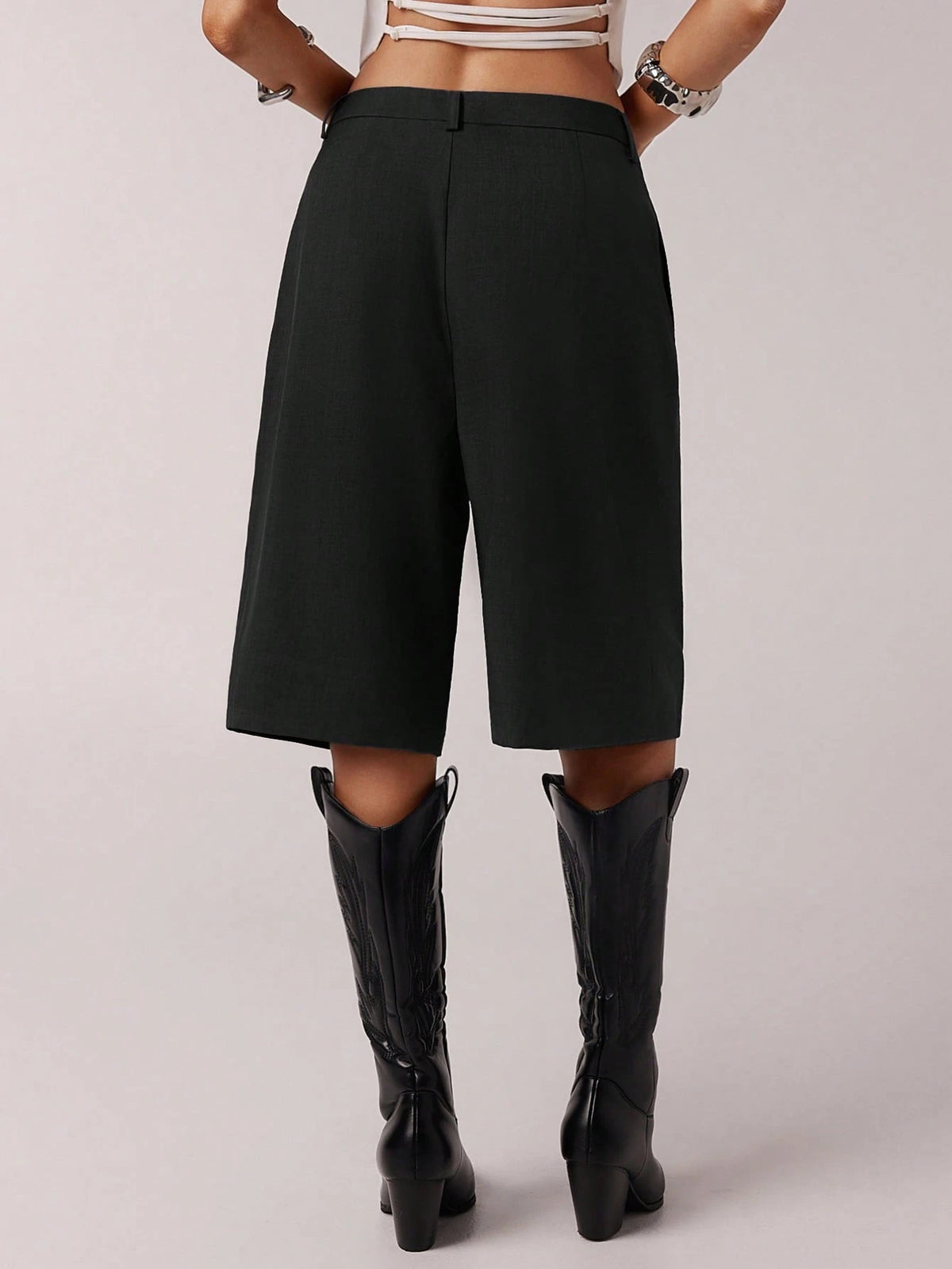 Forever 21 Spring Simple Commuting Gray Bermuda Women Shorts Suit