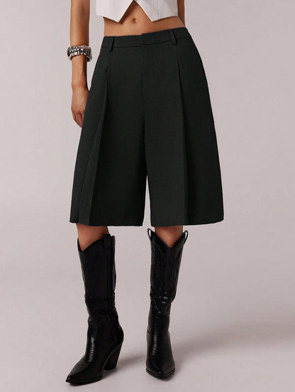 Forever 21 Spring Simple Commuting Gray Bermuda Women Shorts Suit