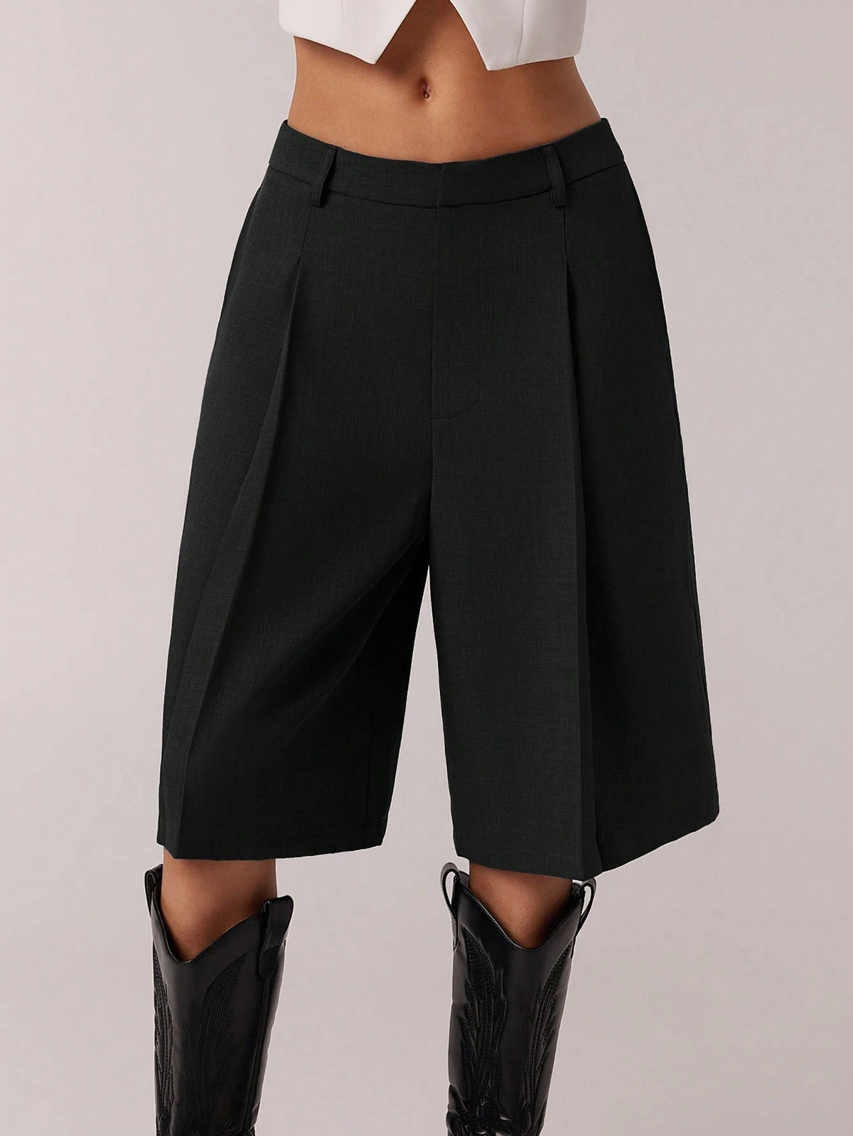 Forever 21 Spring Simple Commuting Gray Bermuda Women Shorts Suit