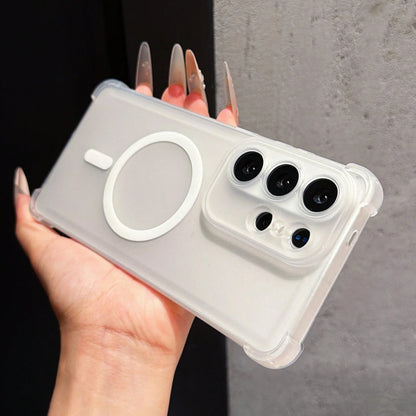 Four-Corner Shockproof Matte Semi-Transparent Magnetic Phone Case, Black & White Contrast MagSafe Minimalist Protective Shell With Girly Style, Compatible With IPhone 17 16 15 14 13 Pro Max