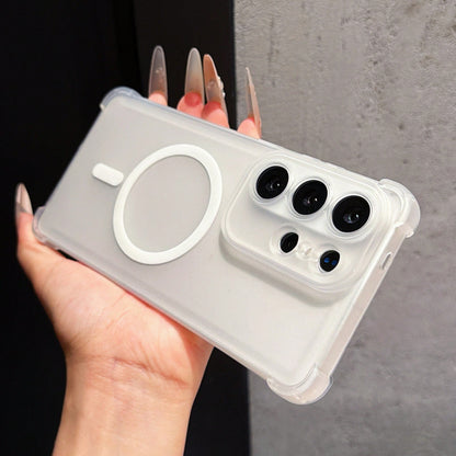 Four-Corner Shockproof Matte Semi-Transparent Magnetic Phone Case, Black & White Contrast MagSafe Minimalist Protective Shell With Girly Style, Compatible With IPhone 17 16 15 14 13 Pro Max