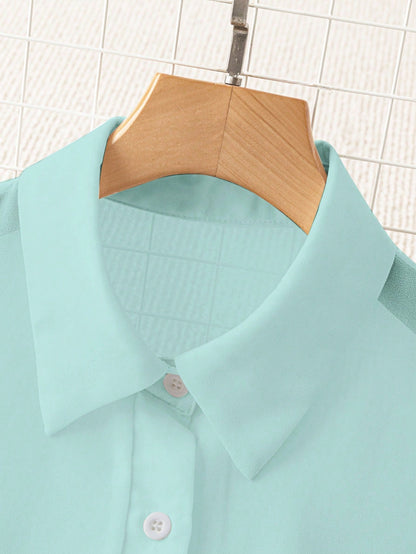 Franclia Collared Basic Transparent Solid Color Simple Shirt Fall Cloth For Women