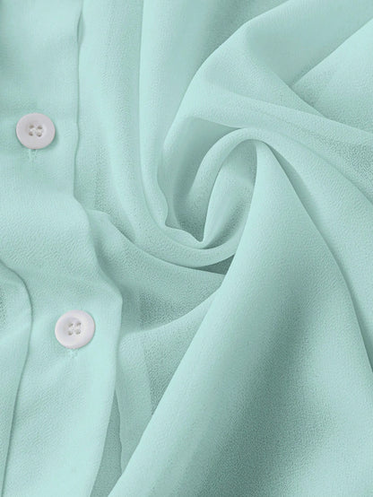 Franclia Collared Basic Transparent Solid Color Simple Shirt Fall Cloth For Women
