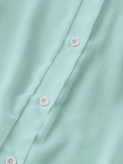 Franclia Collared Basic Transparent Solid Color Simple Shirt Fall Cloth For Women
