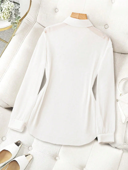 Franclia Collared Basic Transparent Solid Color Simple Shirt Fall Cloth For Women