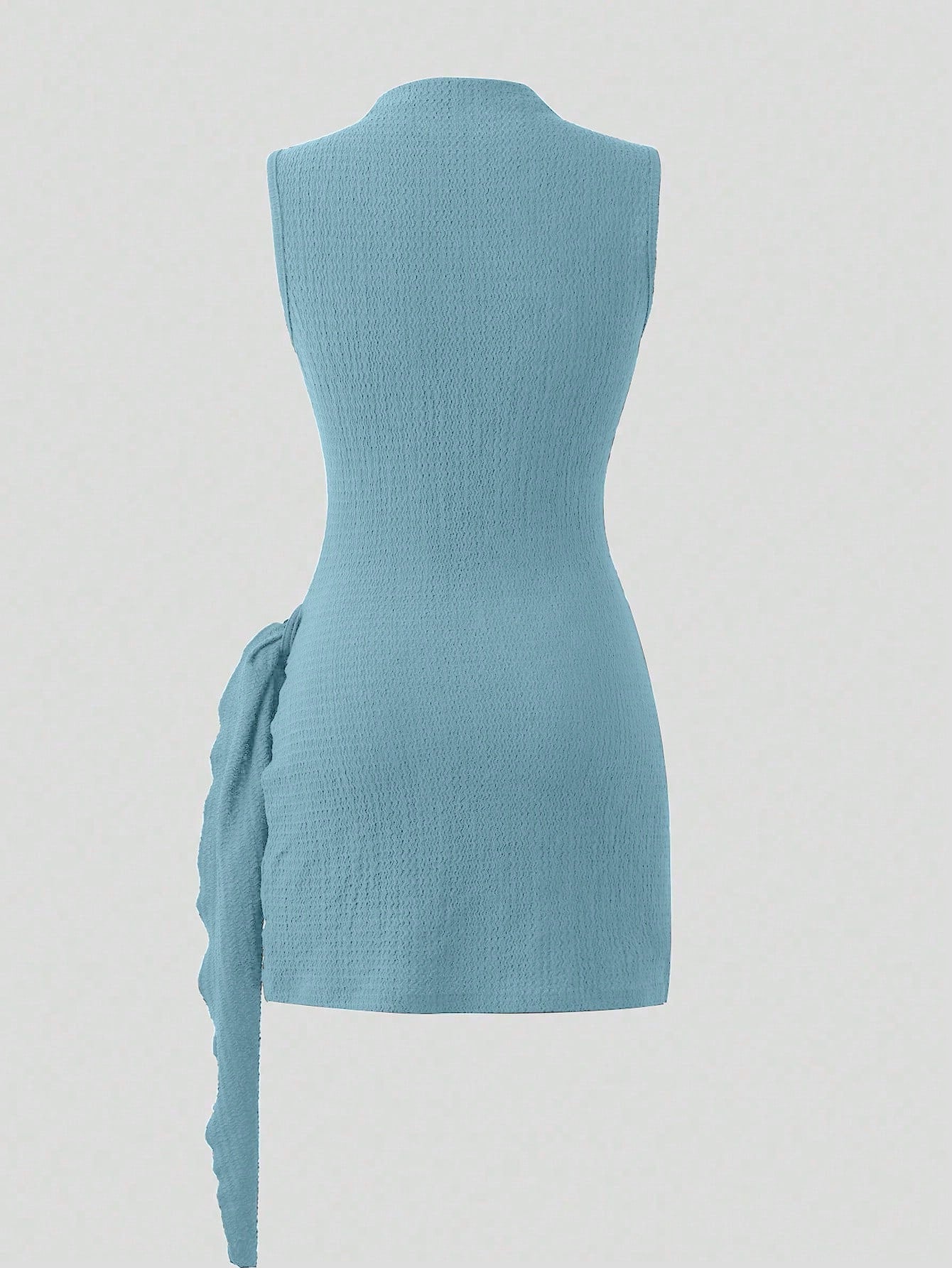 Franclia Fashionable New Spring/Summer Date Night Sexy Elegant Bodycon High Neck Metallic Buckle Ruched Sleeveless Women Dress