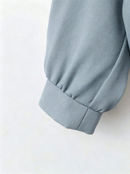 Franclia French Elegant Woven Turndown Collar Long Sleeve Tie-Front, New Summer White Blouse For Women