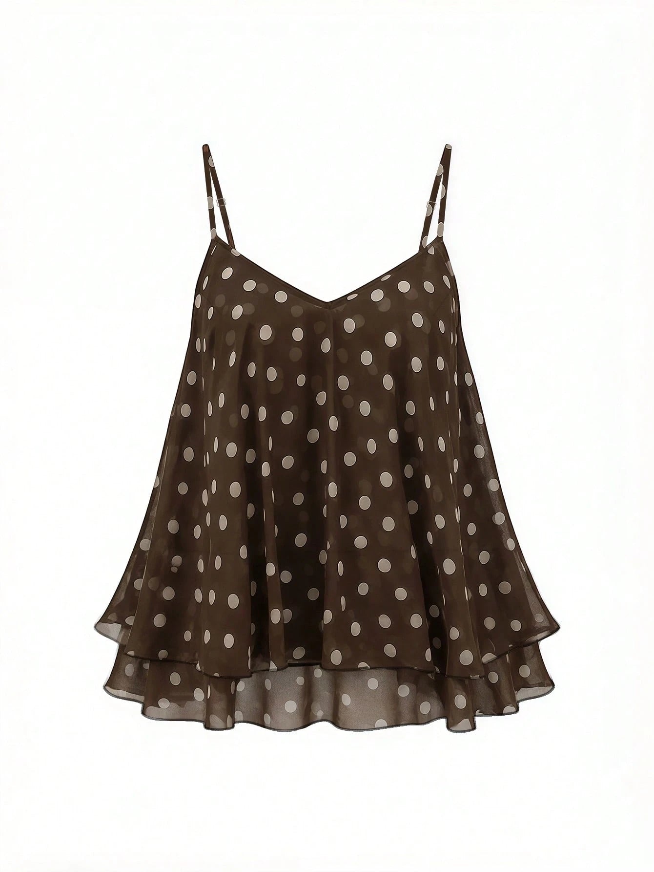 Franclia Plus Size Women Polka Dot Print Casual Camisole Tank Top