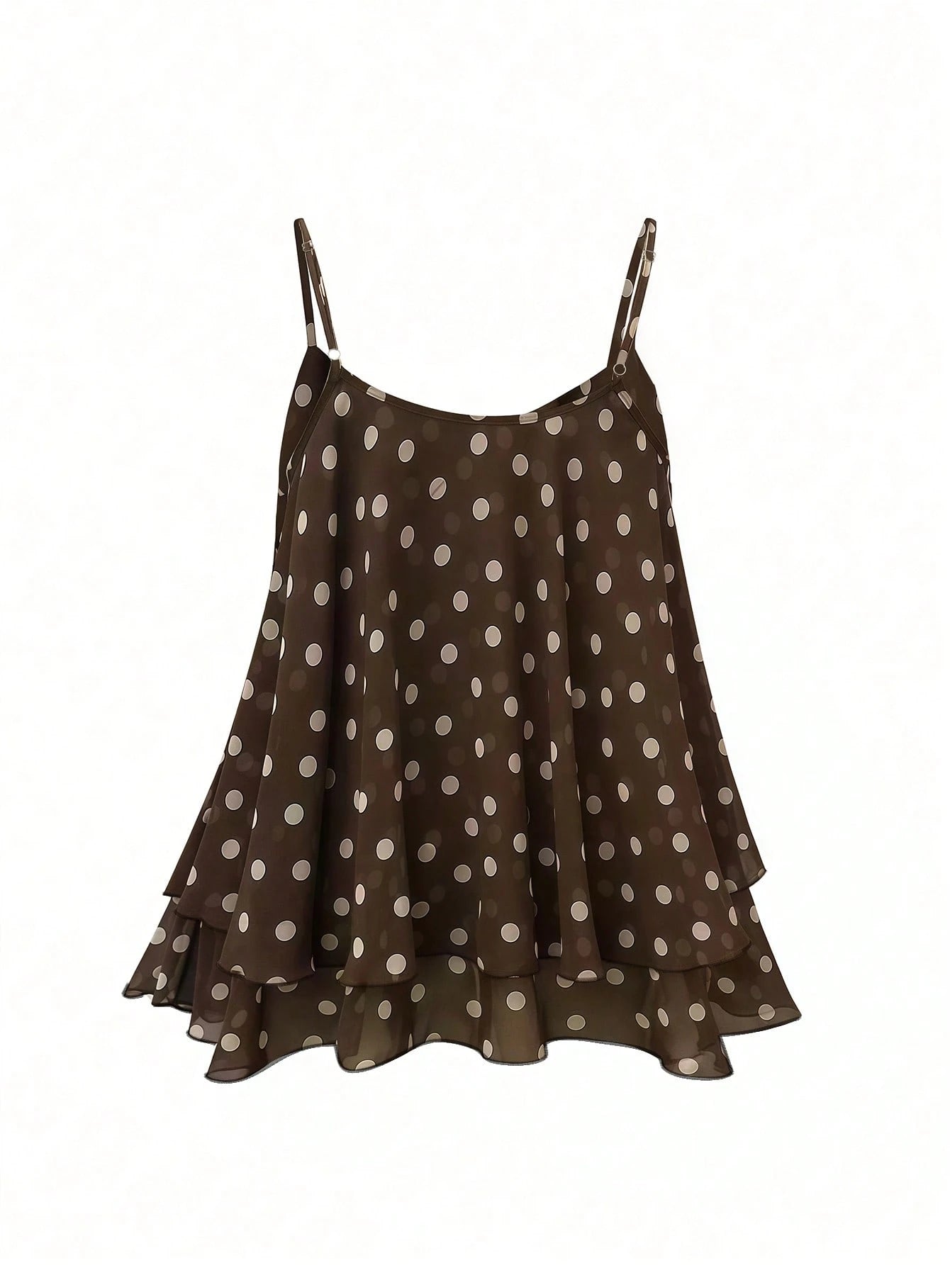 Franclia Plus Size Women Polka Dot Print Casual Camisole Tank Top