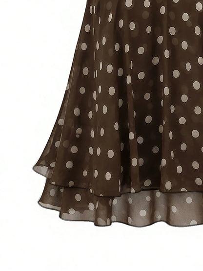 Franclia Plus Size Women Polka Dot Print Casual Camisole Tank Top