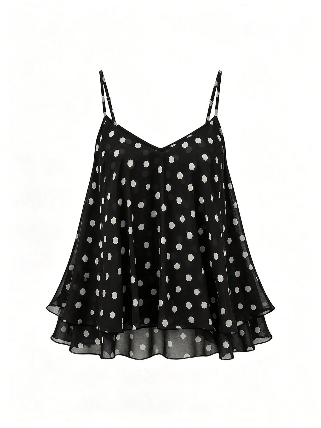 Franclia Plus Size Women Polka Dot Print Casual Camisole Tank Top