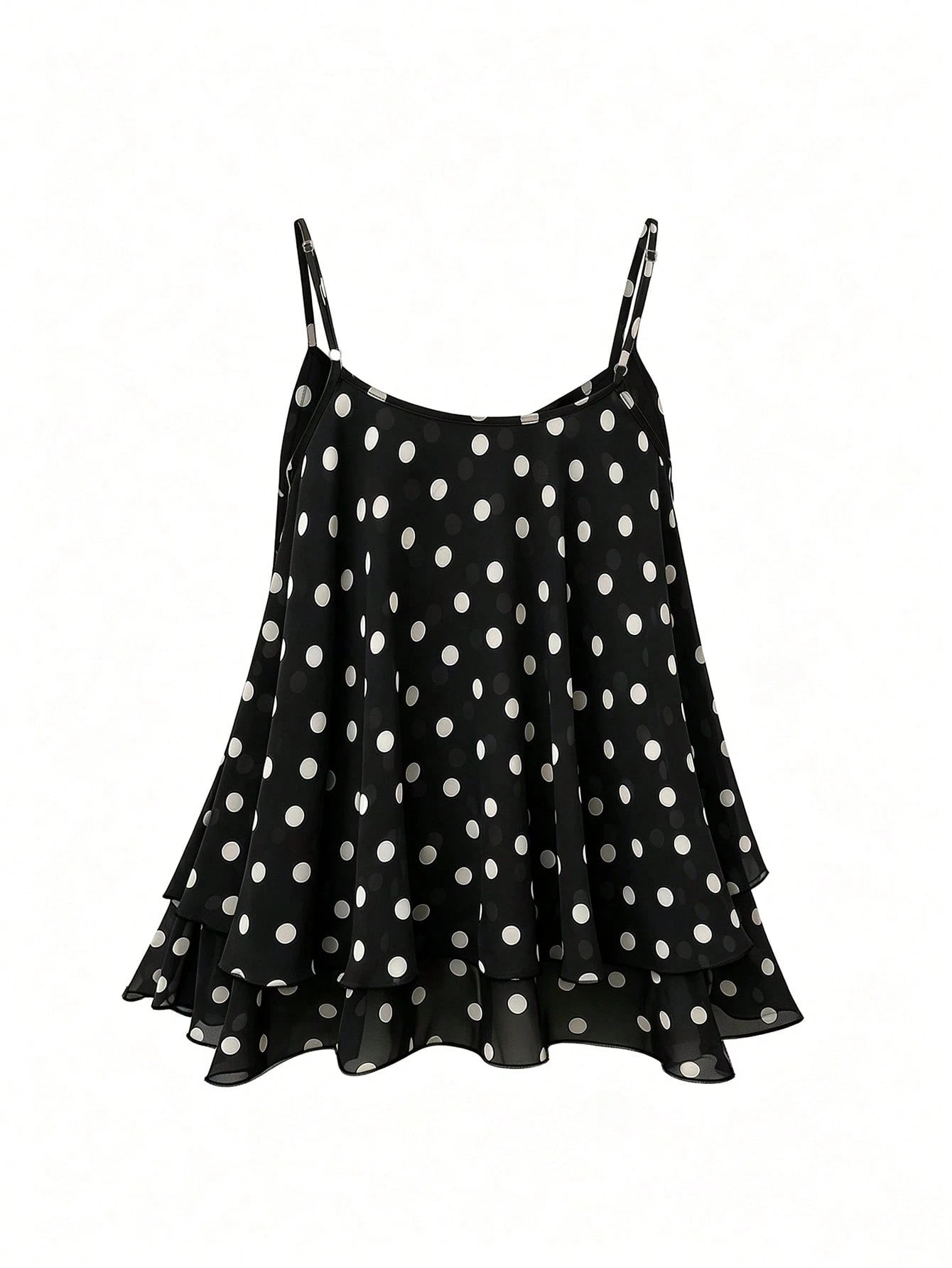 Franclia Plus Size Women Polka Dot Print Casual Camisole Tank Top