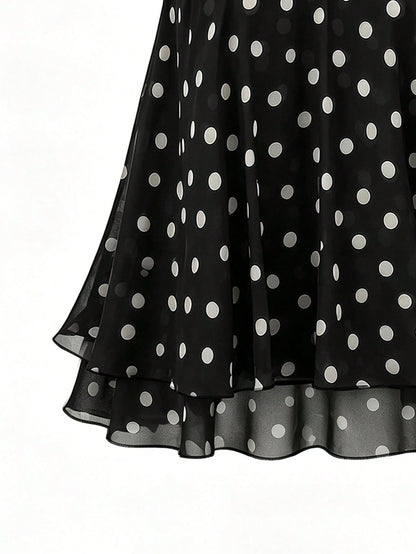 Franclia Plus Size Women Polka Dot Print Casual Camisole Tank Top