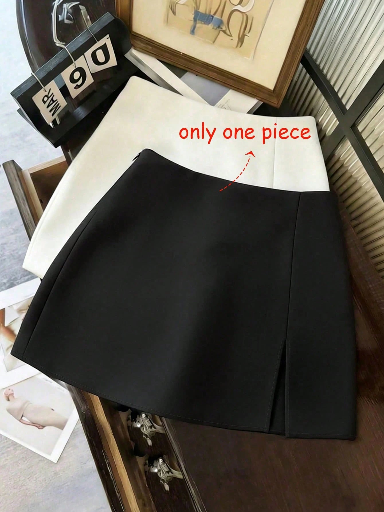 Franclia Women's Black Summer Casual Solid Color Skirt, Side Slit Design For Office,Date,Business,Commute, Vintage,Street Style, & Holiday
