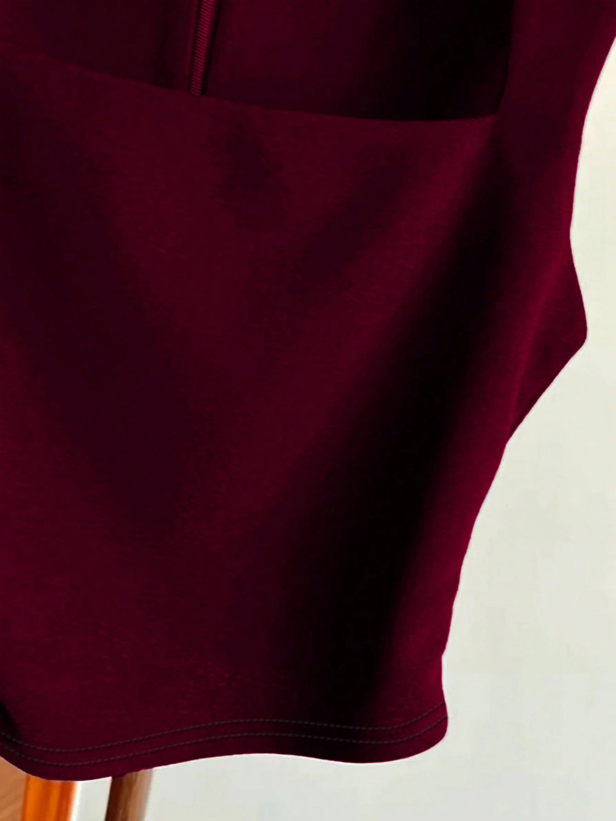 Franclia Women's Casual Burgundy Square Neck Tank Top With Back Zipper Plain Crop Design In Polyester