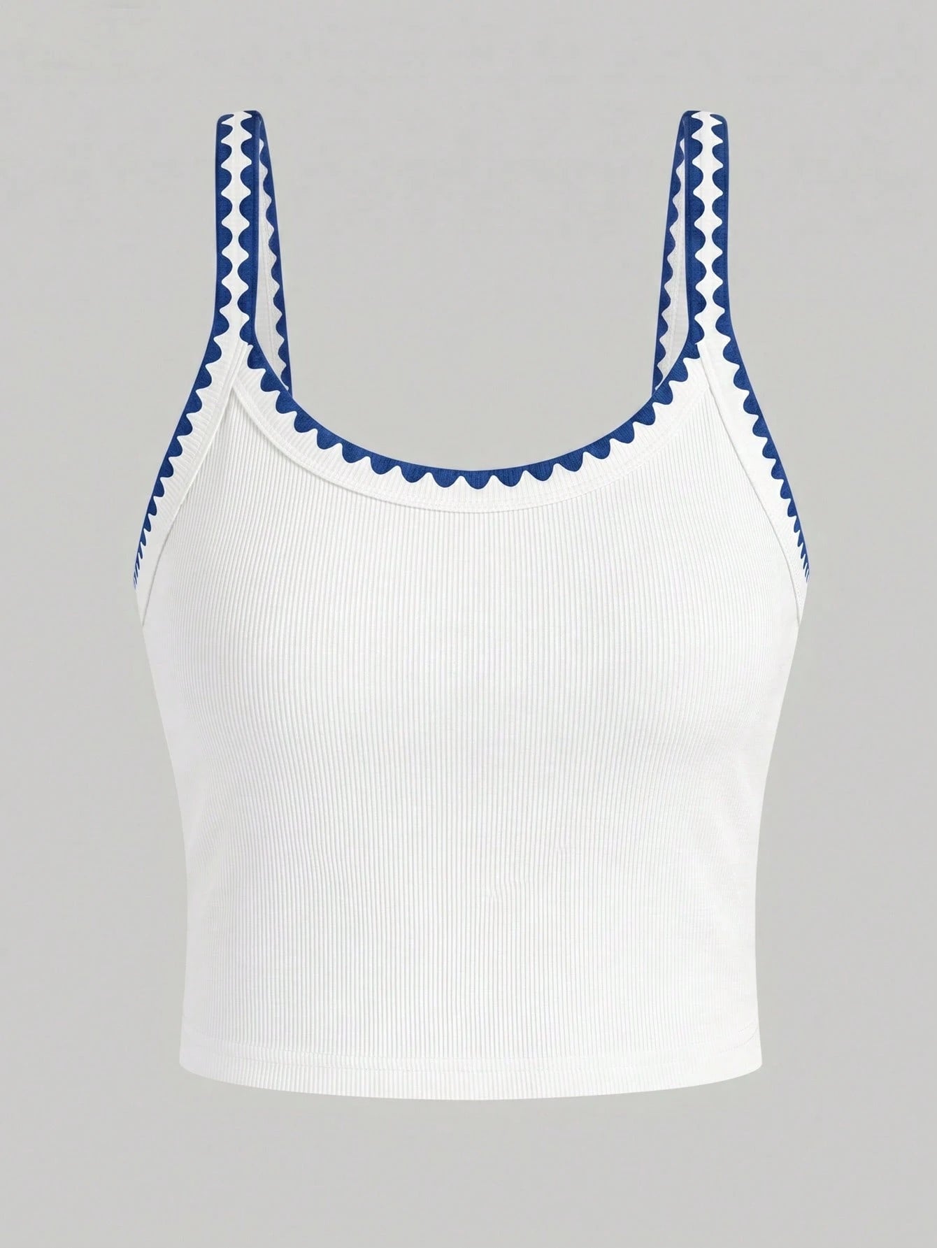 Franclia Women's Contrast Trim Ribbed Sleeveless Tank Top, Summer