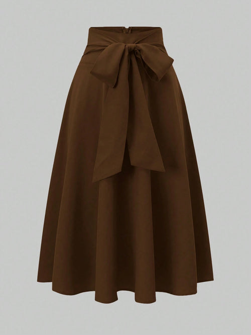 Franclia Women's Elegant Bow Zipper Decor A-Line Skirt