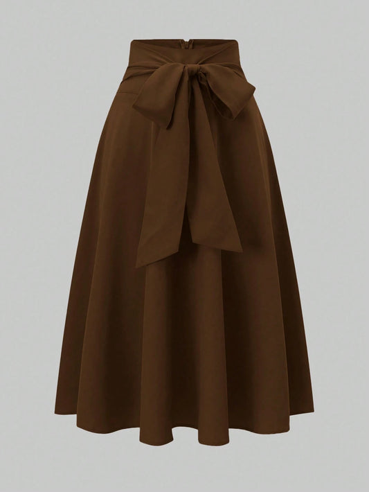 Franclia Women's Elegant Bow Zipper Decor A-Line Skirt