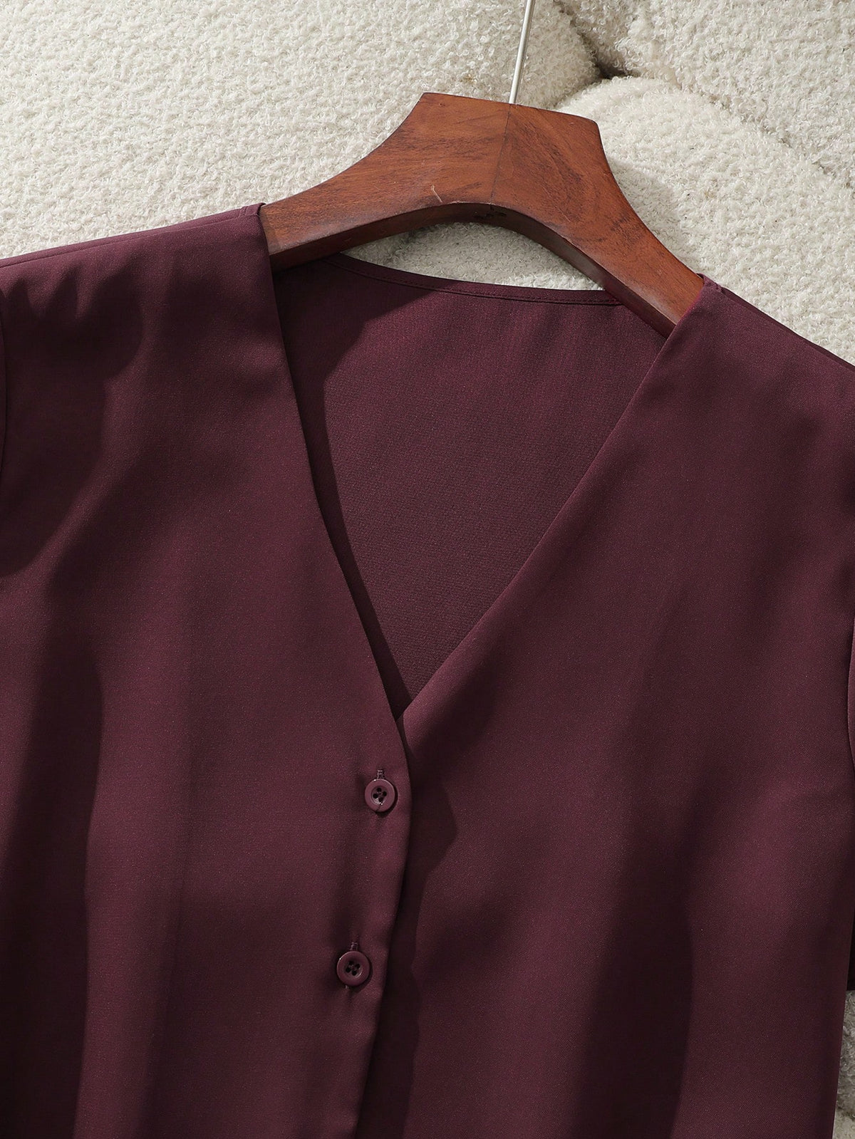Franclia Women's Elegant Mature Satin Blouses Burgundy Summer Work Casual Short Sleeve Loose Fit Fashion Shirt For Business Office Wear Ladies Teachers' Day