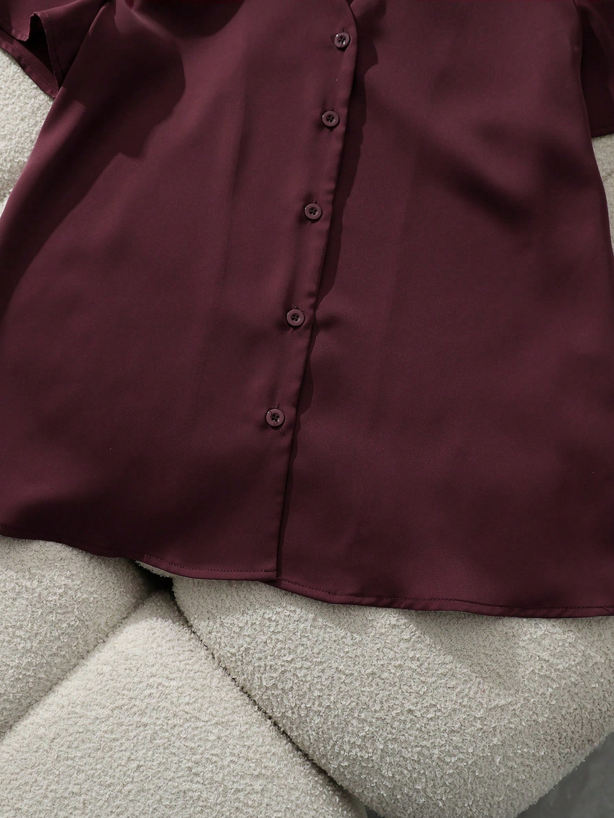 Franclia Women's Elegant Mature Satin Blouses Burgundy Summer Work Casual Short Sleeve Loose Fit Fashion Shirt For Business Office Wear Ladies Teachers' Day