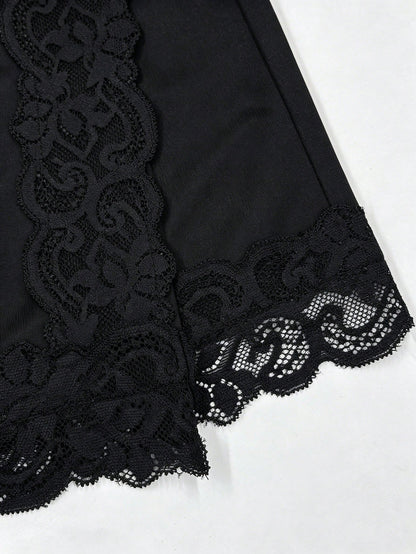 Franclia Women's Fashion Lace Patchwork Pleated Mini Skirt