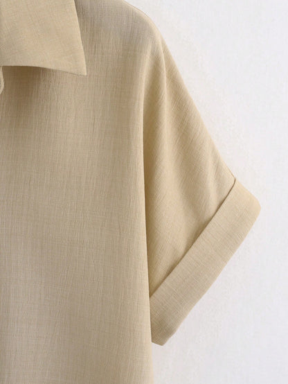 Franclia Women's Solid Color Casual Versatile Daily Outing Shirt