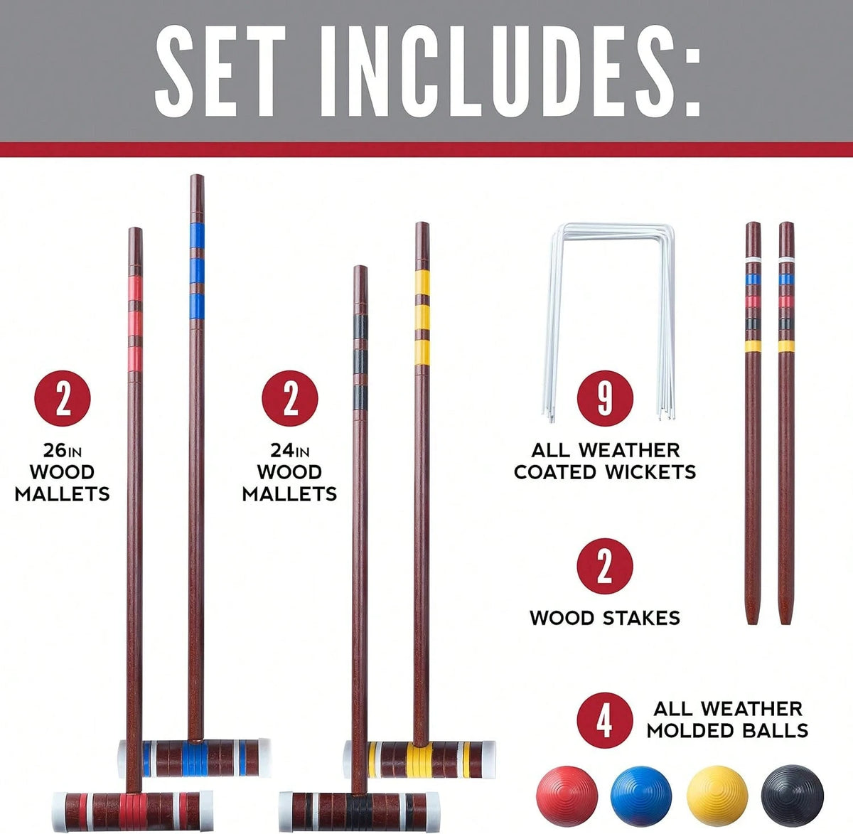 Franklin Sports Portable Backyard Croquet Sets- Complete 4 + 6 Player Croquet Sets With Mallets, Croquet Balls + Wickets Included- Outdoor Family