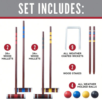 Franklin Sports Portable Backyard Croquet Sets- Complete 4 + 6 Player Croquet Sets With Mallets, Croquet Balls + Wickets Included- Outdoor Family