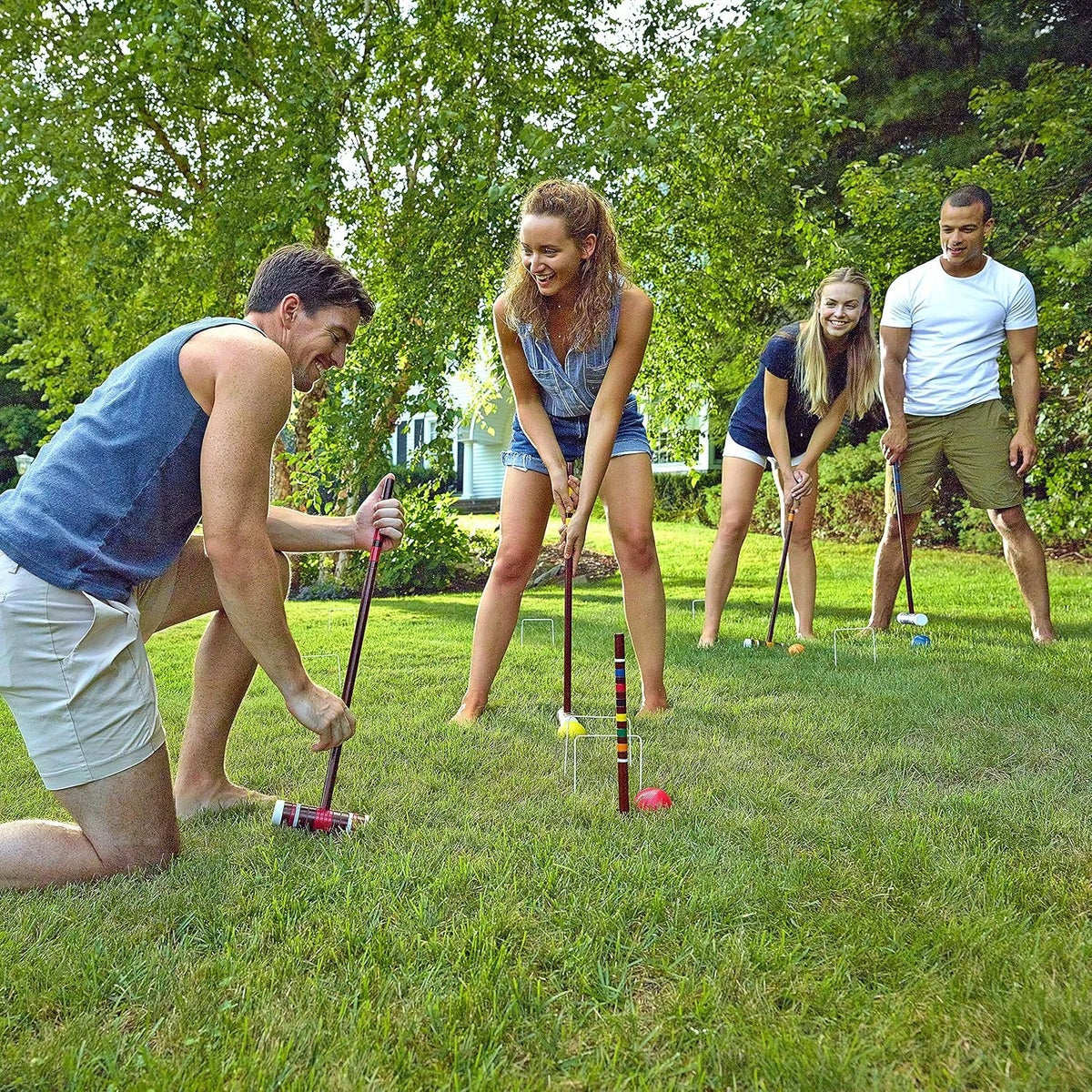 Franklin Sports Portable Backyard Croquet Sets- Complete 4 + 6 Player Croquet Sets With Mallets, Croquet Balls + Wickets Included- Outdoor Family