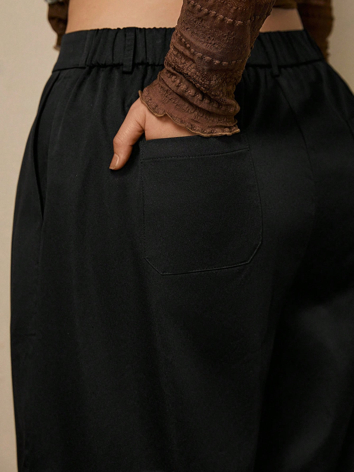 Freevana Women's Plus Size Black High Waisted Pleated Wide Leg Suit Pants With Front And Back Pockets Teachers' Day Office Casual Fall Winter 2026