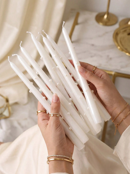 French Pearl Handle Long Stem Scented Candle, 2.2cm Diameter, Pearl Design Pointed Tip, Smokeless Soy Wax, Suitable For Home Indoor Decoration, Halloween Gift, Halloween, Christmas, Christmas Gift, Ch