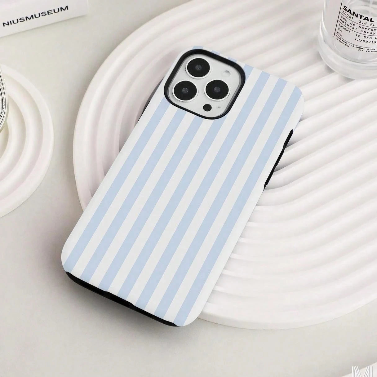 Fresh Blue White Stripes Personalized Phone Case For Phone 14 12 13 Pro Max XR 11 Pro Max Tough Cover SE Phone Case, Christmas Gift