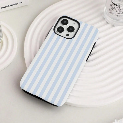 Fresh Blue White Stripes Personalized Phone Case For Phone 14 12 13 Pro Max XR 11 Pro Max Tough Cover SE Phone Case, Christmas Gift