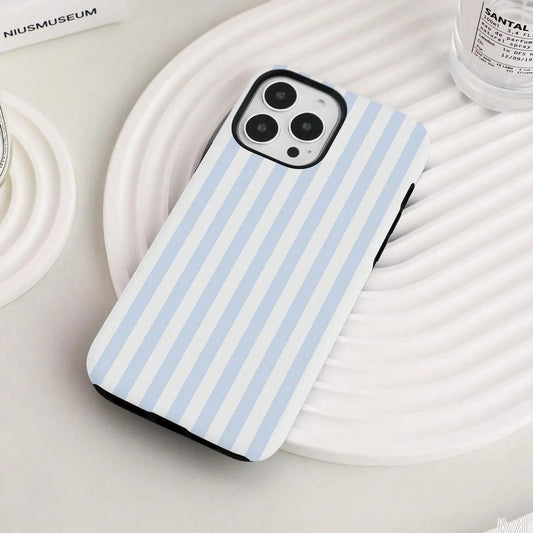 Fresh Blue White Stripes Personalized Phone Case For Phone 14 12 13 Pro Max XR 11 Pro Max Tough Cover SE Phone Case, Christmas Gift
