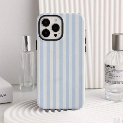 Fresh Blue White Stripes Personalized Phone Case For Phone 14 12 13 Pro Max XR 11 Pro Max Tough Cover SE Phone Case, Christmas Gift