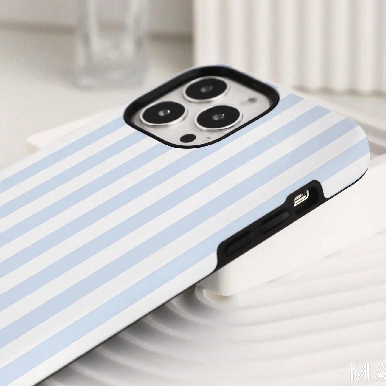 Fresh Blue White Stripes Personalized Phone Case For Phone 14 12 13 Pro Max XR 11 Pro Max Tough Cover SE Phone Case, Christmas Gift