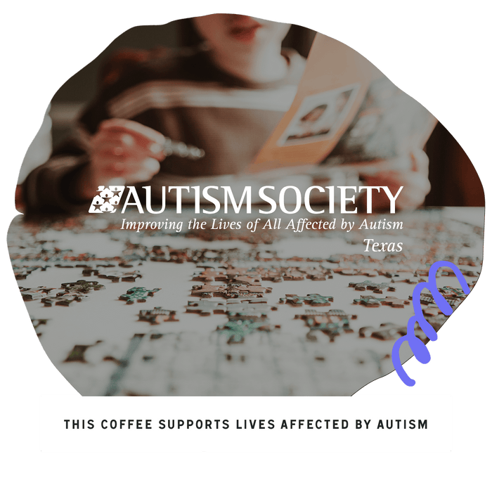 Autism Society promotional graphic featuring a person reading with the Autism Society logo and Texas text