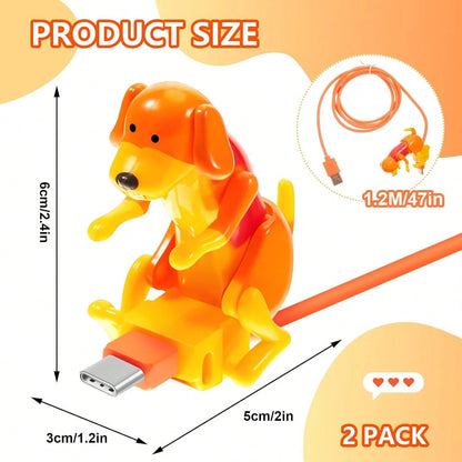 Frienda 2 Pcs Dog Charging Cable Graduation Season Gifts Presents Smartphone USB Data Transmission Dog Cable For Charging Of Phones Only Compatible With Type-C(Orange,Cute Style)