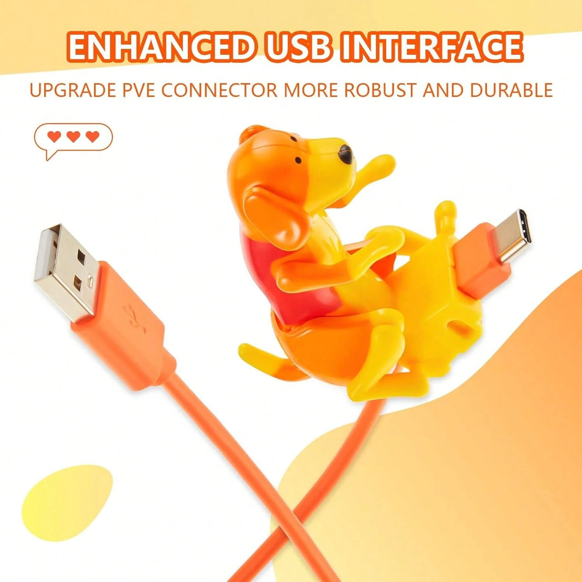 Frienda 2 Pcs Dog Charging Cable Graduation Season Gifts Presents Smartphone USB Data Transmission Dog Cable For Charging Of Phones Only Compatible With Type-C(Orange,Cute Style)