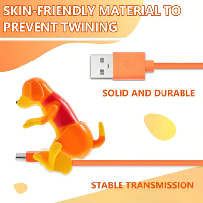 Frienda 2 Pcs Dog Charging Cable Graduation Season Gifts Presents Smartphone USB Data Transmission Dog Cable For Charging Of Phones Only Compatible With Type-C(Orange,Cute Style)