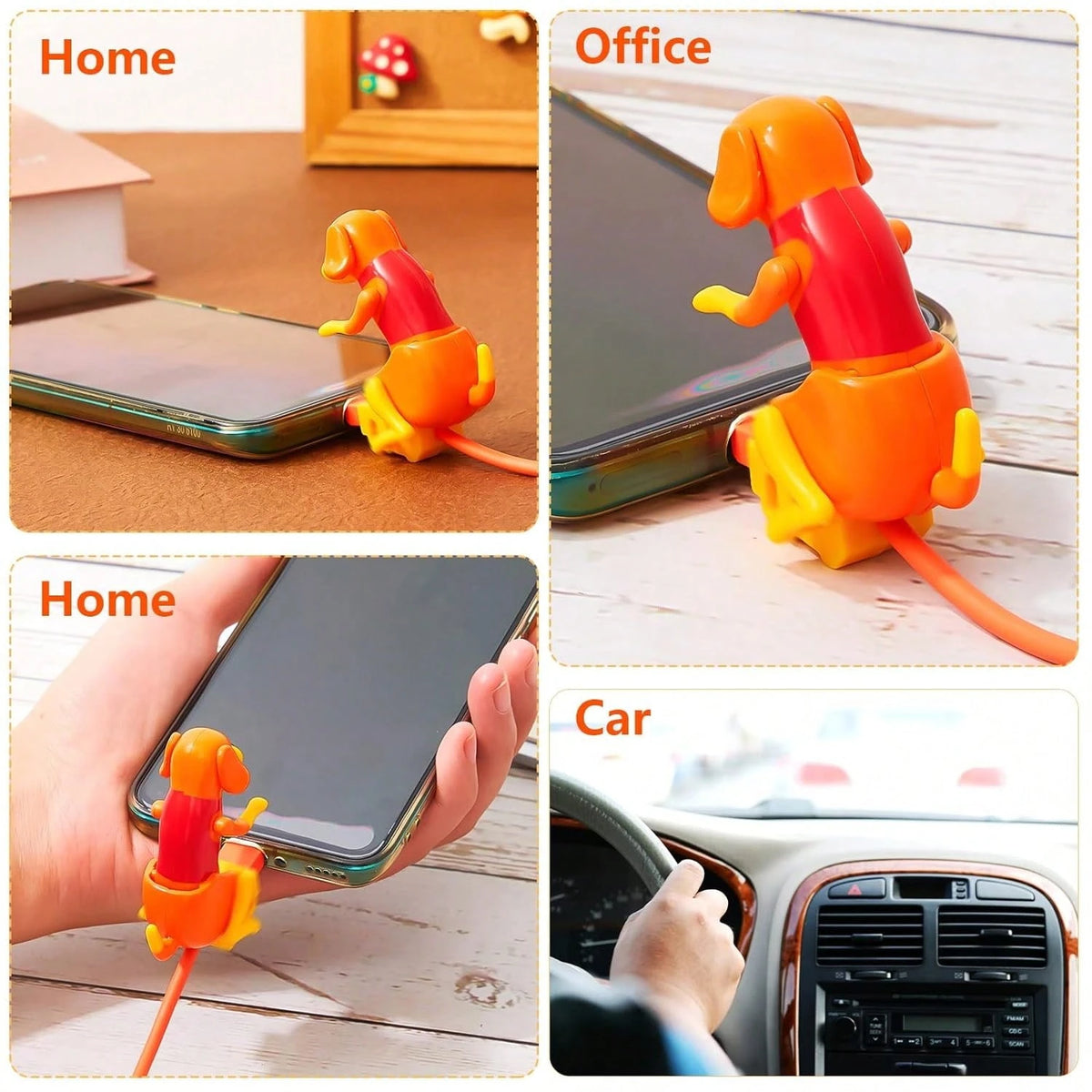 Frienda 2 Pcs Dog Charging Cable Graduation Season Gifts Presents Smartphone USB Data Transmission Dog Cable For Charging Of Phones Only Compatible With Type-C(Orange,Cute Style)