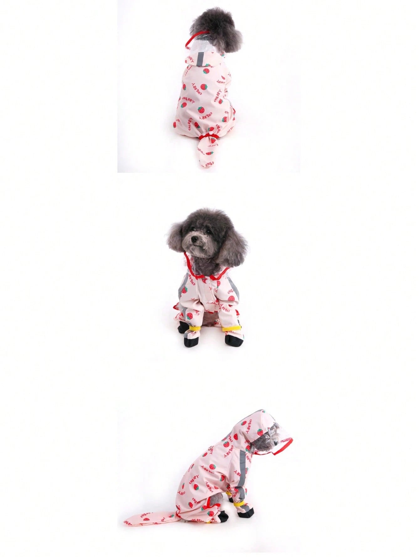 Fruit Series Waterproof Dog Raincoat Set, Includes 1pc Raincoat And Waterproof Leash, Multiple Colors Available, Windproof And Fully Waterproof, Full Coverage Design, With Special Buckles, Anti-Slip R