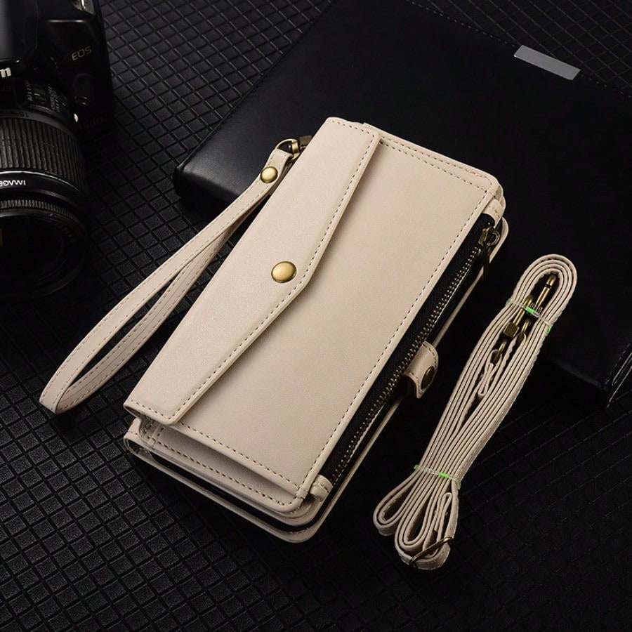 Full-Covered Lens 12 PU Leather Wallet Phone Case Compatible With IPhone 17 Pro Max, 16, 15, 14, 13 And 17 Air, New Anti-Drop Design With Shoulder Strap And Lanyard, Ladies Wallet-Style Phone Case