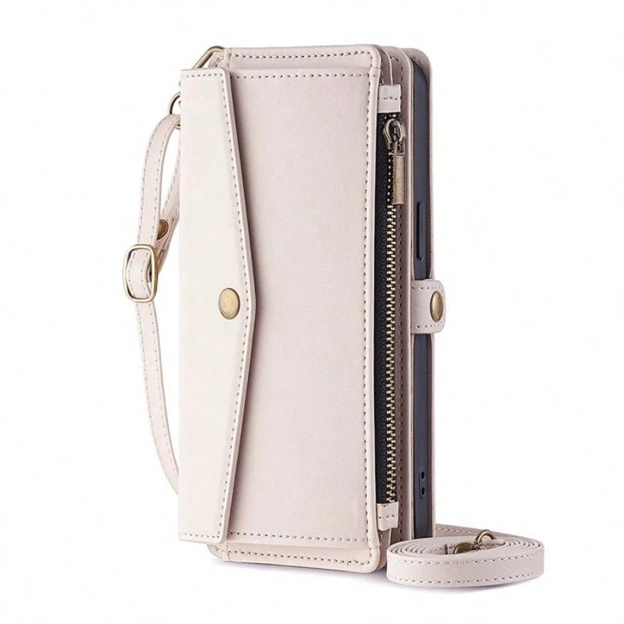 Full-Covered Lens 12 PU Leather Wallet Phone Case Compatible With IPhone 17 Pro Max, 16, 15, 14, 13 And 17 Air, New Anti-Drop Design With Shoulder Strap And Lanyard, Ladies Wallet-Style Phone Case